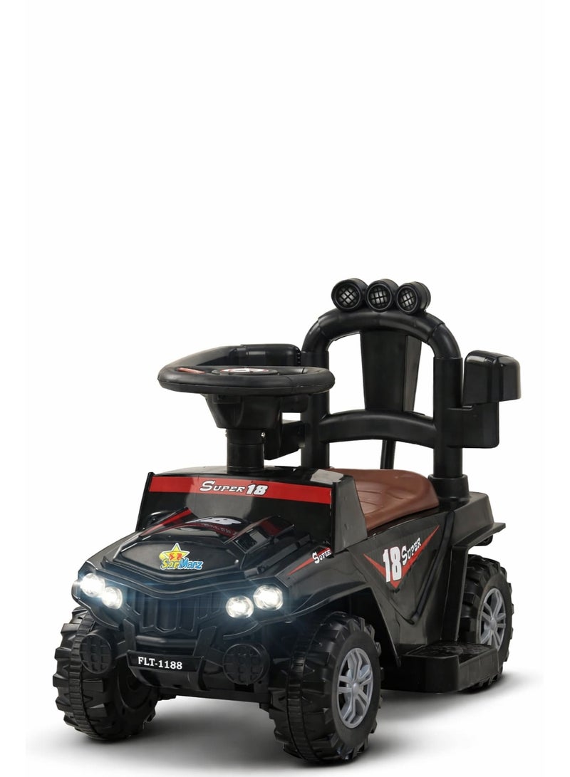 StarMarz SUPER 18 Off-Road Ride-On Jeep – Premium Foot-to-Floor Push Car with Safety Backrest, Storage & Big Tyres – Toddlers (1–5 Years) - Image 3